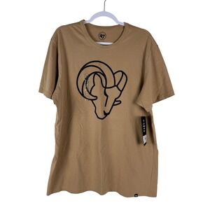 '47 Brand Mens Size XL Los Angeles Rams NFL T-Shirt Dusted Khaki Shirt‎ NWT